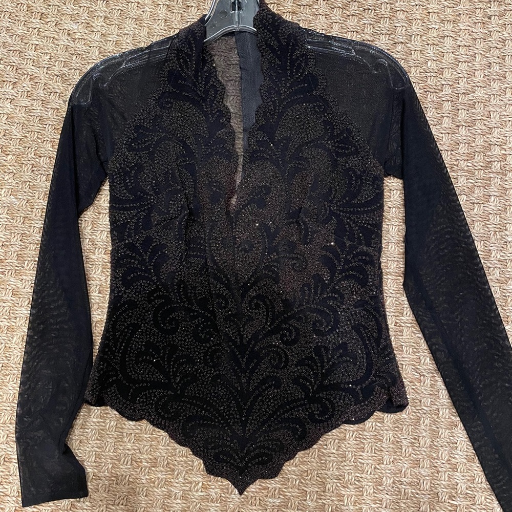 Dressy beaded and sheer long sleeve top